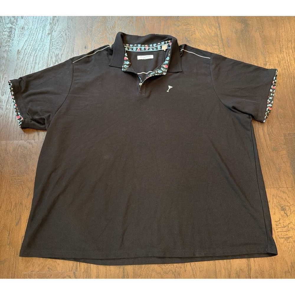 Tommy Bahama Relax 4XL Black Polo Shirt Martini Glass Cocktail Print Short sleev